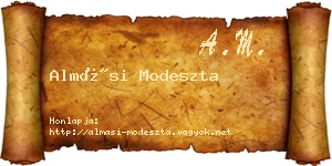 Almási Modeszta névjegykártya